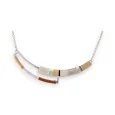 Semi-rigid silver necklace with beige shade extension from Ikita