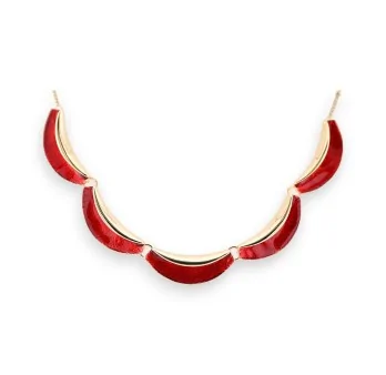 Collar semirrígido rojo Ikita de metal dorado