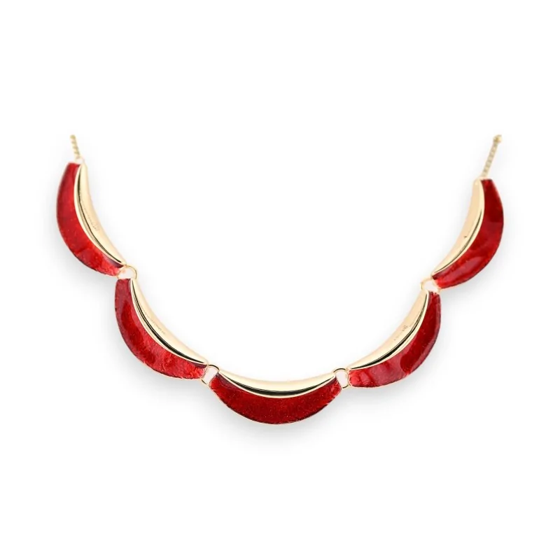 Collier semi-rigide rouge Ikita en métal doré