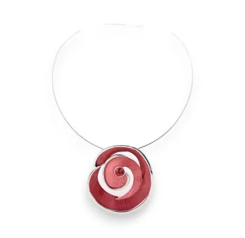 Collana a Girocollo Spirale Bordeaux Argentato