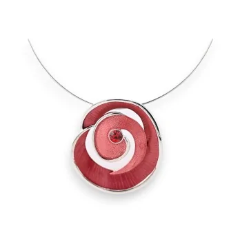 Collana a Girocollo Spirale Bordeaux Argentato