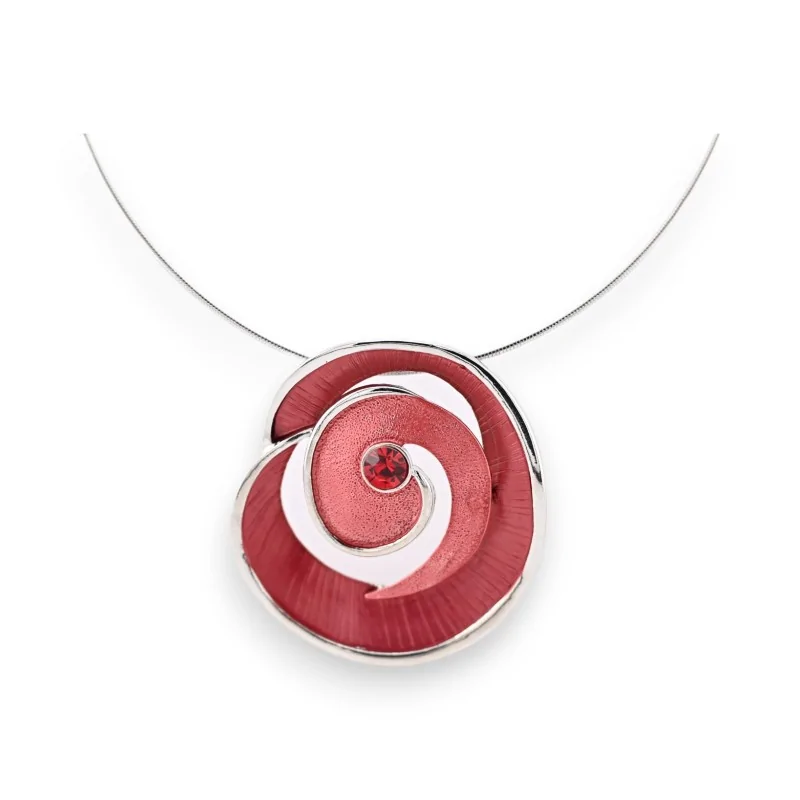 Collana Girocollo a Spirale Bordeaux Argento