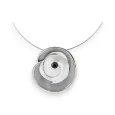 Collana girocollo argentata con ciondolo a spirale grigio