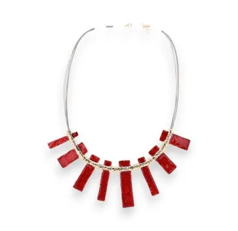 Collier Ethnique Doré Ikita rouge