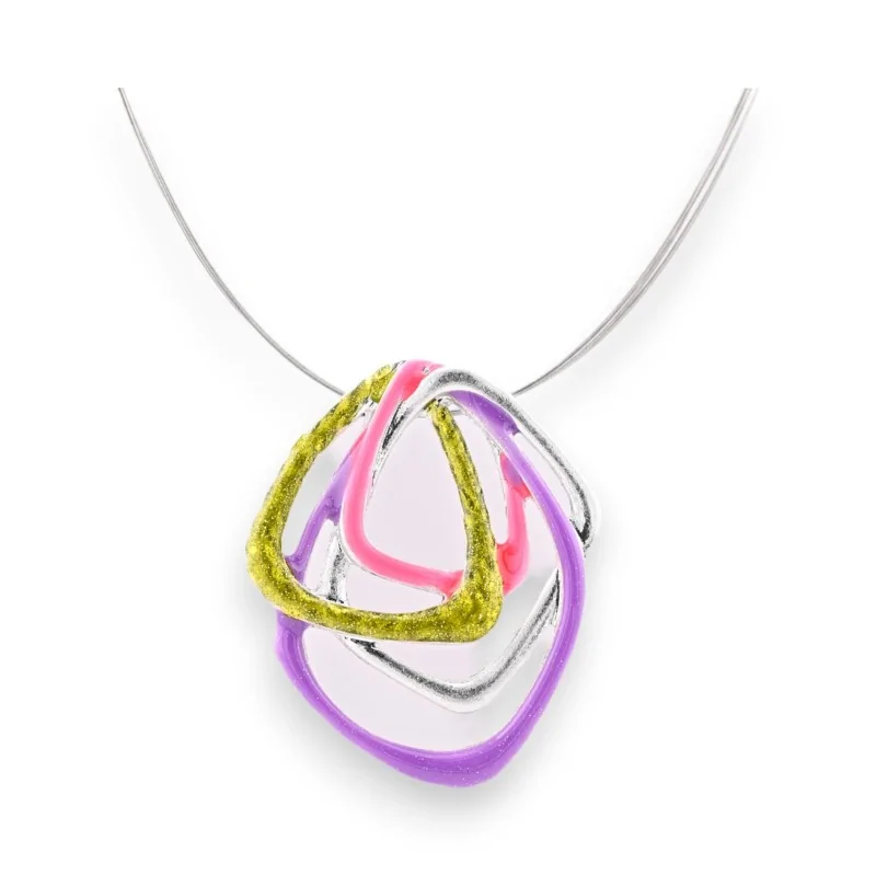 Collana pendente geometrica multicolore di Ikita