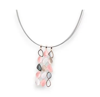 Silver-plated fashion necklace with multi-pastel petal pendant by Ikita