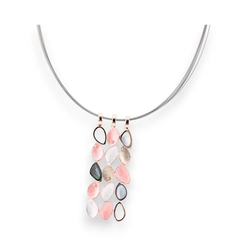 Silver fantasy necklace with multi-petal pastel pendant from Ikita