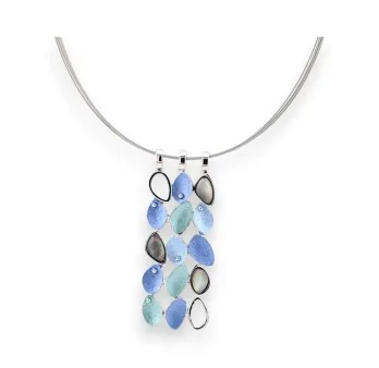 Collana con ciondolo multi-petali sfumature blu Ikita