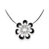 Silver and black floral pendant necklace by Ikita