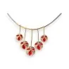 Collier doré pendentif floral Ikita rouge