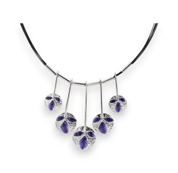 Collar plateado Colgante Hojas violetas Ikita