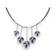 Silver Necklace with Purple Leaves Pendant by Ikita