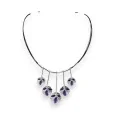 Collier argenté Pendentif Feuilles violettes Ikita