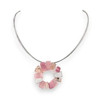 Circle pendant necklace in shades of pink by Ikita