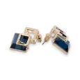 Aretes de lujo joyeria dorada y azul