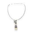 Geometric grey beige pendant necklace Ikita