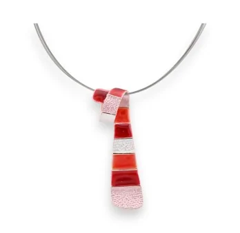 Geometric pendant necklace in red shades by Ikita