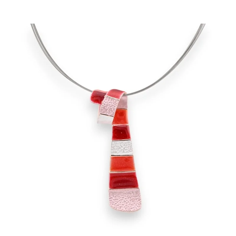 Collier pendentif géométrique nuances rouge Ikita