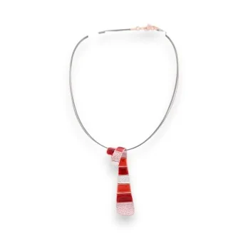 Collier pendentif géométrique nuances rouge Ikita