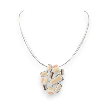 Geometric pendant necklace in beige shades by Ikita