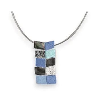 Ikita geometric necklace in blue and silver