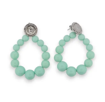 Earrings hoop with water green pearls