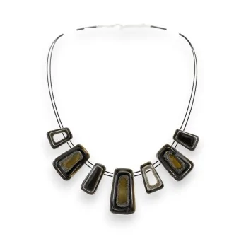 Ikita silver and black geometric necklace