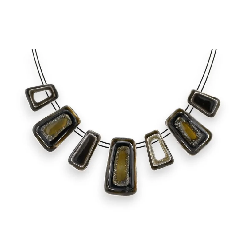 Ikita silver and black geometric necklace