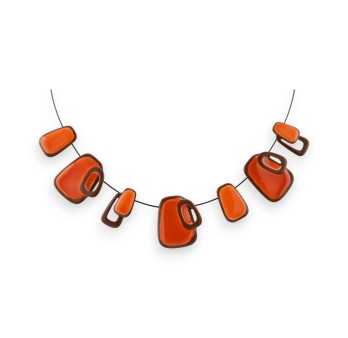 Oranges geometrisches Ikita-Halskette aus schwarzem Metall