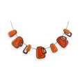 Geometric orange Ikita necklace in black metal