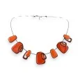 Geometric orange Ikita necklace in black metal