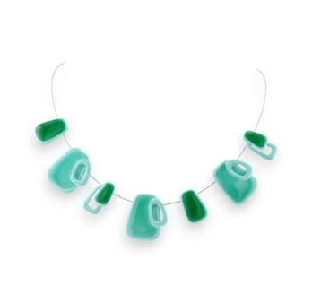 Silver necklace with green Turquoise by Ikita