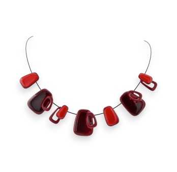 "Bordeaux Red Geometric Necklace from IKITA"