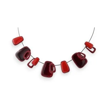 Red Burgundy Geometric Necklace by IKITA