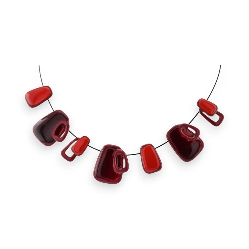 Red Burgundy Geometric Necklace by IKITA