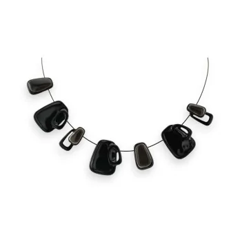 Black and Grey Geometric Necklace from Ikita