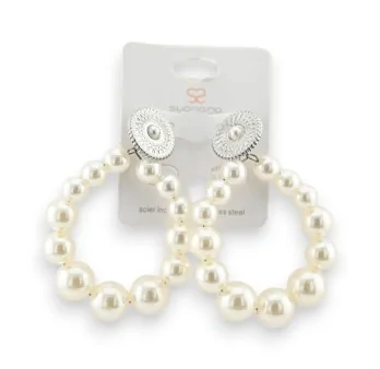 White pearl hoop earrings