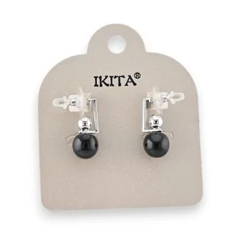 Silver earrings with black pearls by Ikita