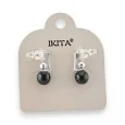 Silver earrings with black pearls by Ikita