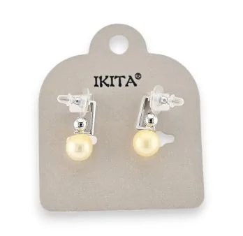 Silver earrings with ivory pearl by Ikita