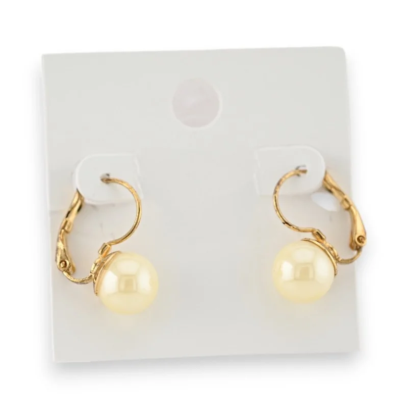 Boucles d'oreilles dormeuses perle écrue