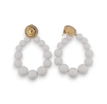 Boucles d'oreilles créoles perles blanches