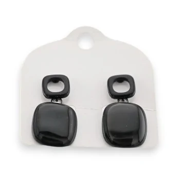 Black dangling cube earrings by Ikita