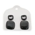 Black dangling cube earrings by Ikita