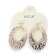 Silver oriental earrings with white rhinestones Ikita