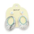 Silver oriental earrings with light blue rhinestones by Ikita