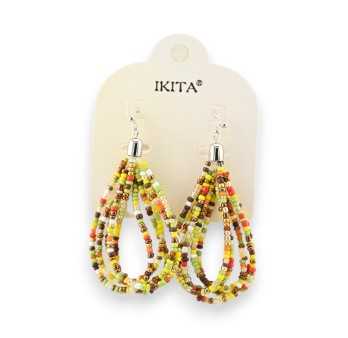 Boucles d'oreilles perles moutarde pendantes Ikita