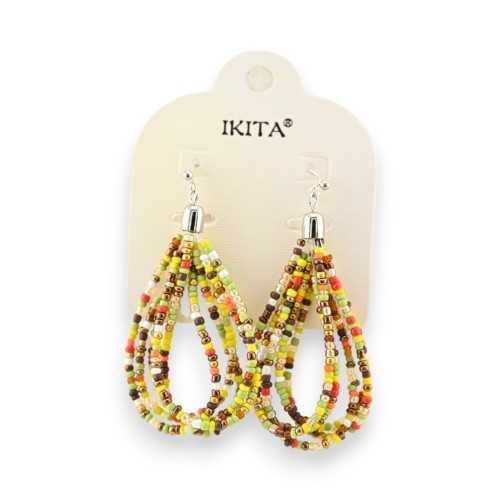 Pendientes artesanales Ikita con perlas multicolores