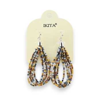 Boucles d'oreilles pendantes perles nuances marron Ikita