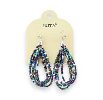 Boucles d'oreilles perles bleues Ikita